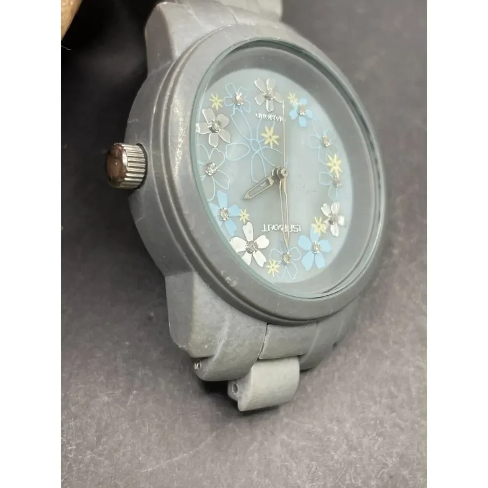 iSPROUT Diamond Corn Resin Case Quartz Watch Lot of 3 White Cork Floral Dial